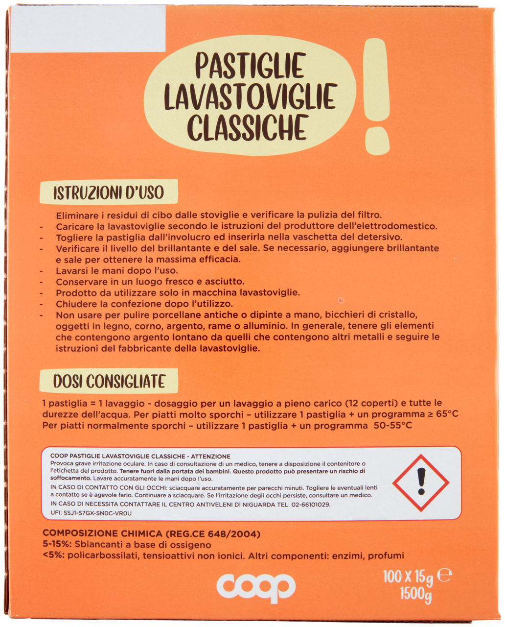 DETERSIVO LAVASTOVIGLIE COOP PASTIGLIE CLASSICHE PZ 100 KG 1,5 - Immagine 21