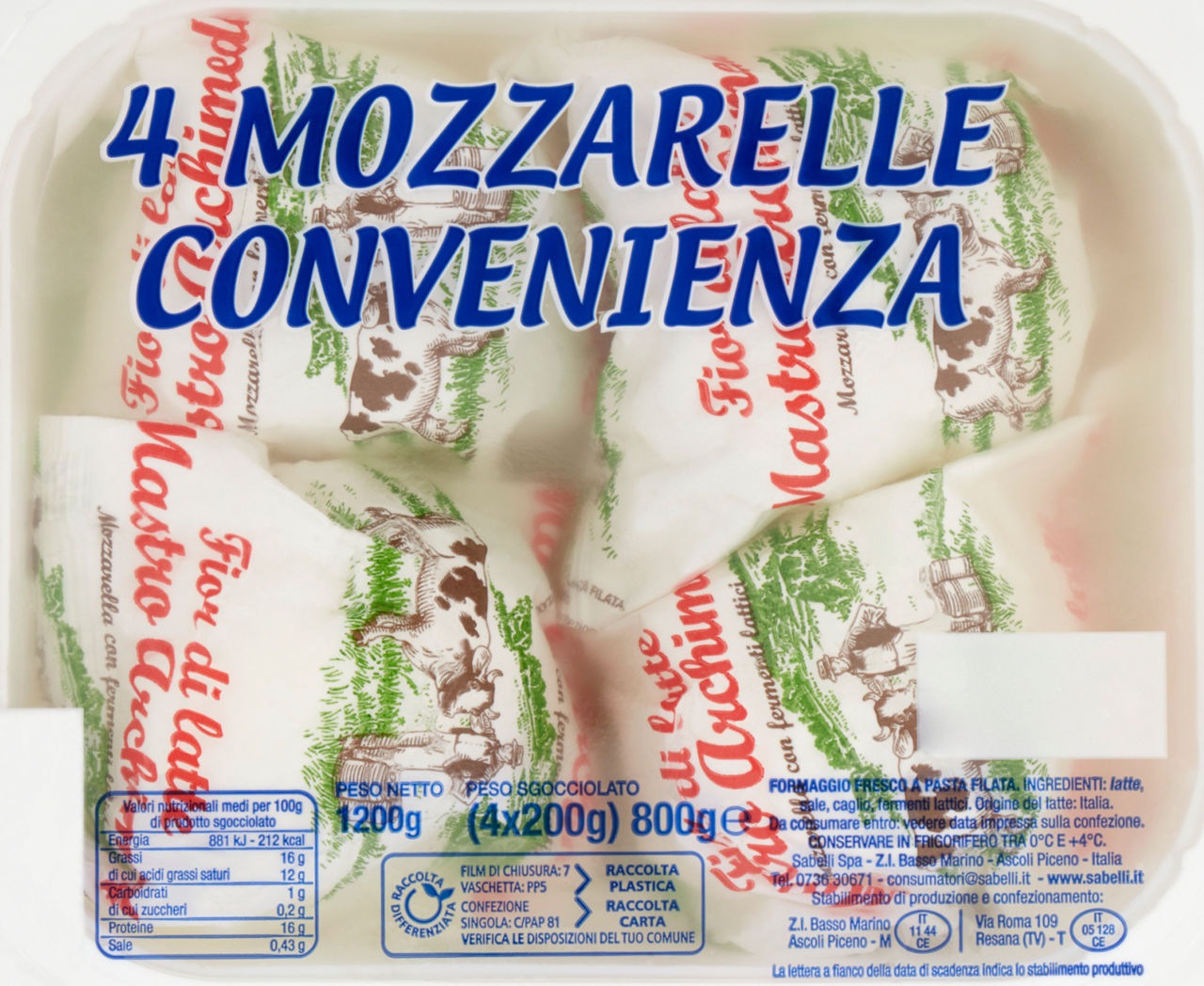 Mozzarella 4 pz da 200 gr
