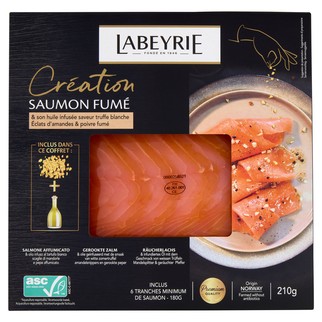 Salmone affumicato con olio al tartufo 210 gr