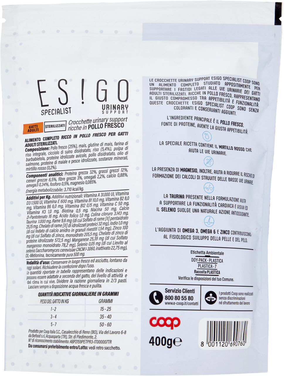 SECCO GATTO CROCCHETTE POLLO PER GATTI STER.URINARY SUPPORT ESIGO SP COOP G400 - 2