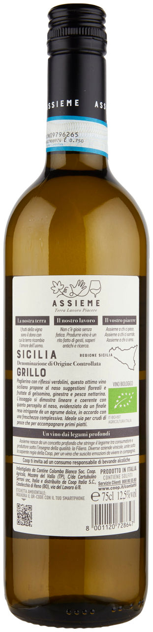 GRILLO SICILIA DOC BIOLOGICO ASSIEME COOP ML 750 - 2