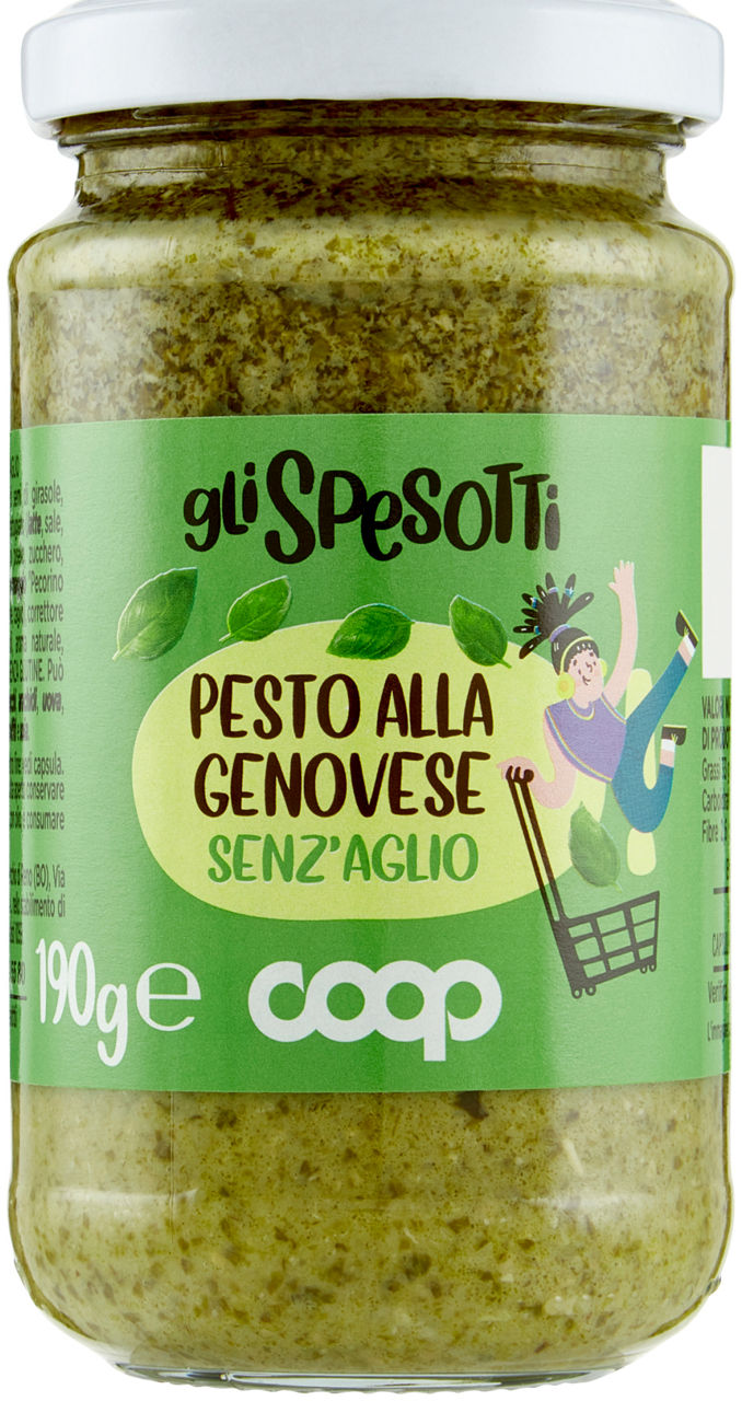 Pesto alla genovese senz'aglio gli spesotti coop vaso vetro g 190