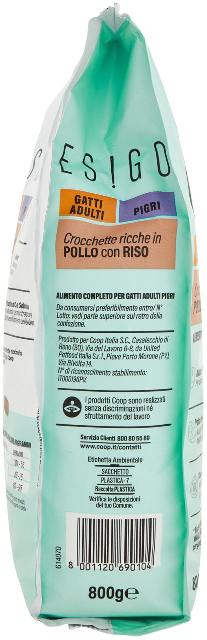 SECCO GATTO CROCCHETTE GATTI PIGRI POLLO E RISO ESIGO COOP G800 - Immagine 11