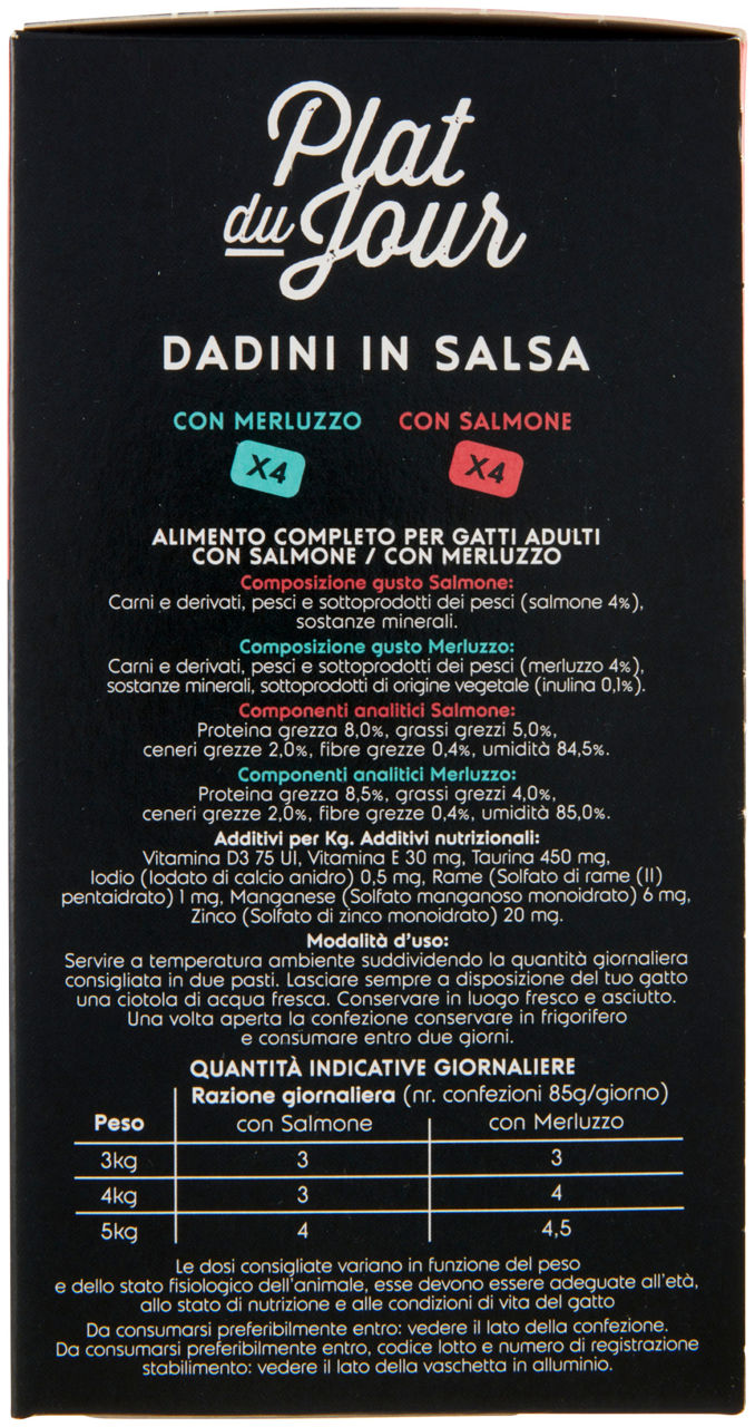 UMIDO GATTO MULTIPACK DADINI IN SALSA -4 MERL/4 SALM-PLAT DU JOUR COOP G85X8 - Immagine 31