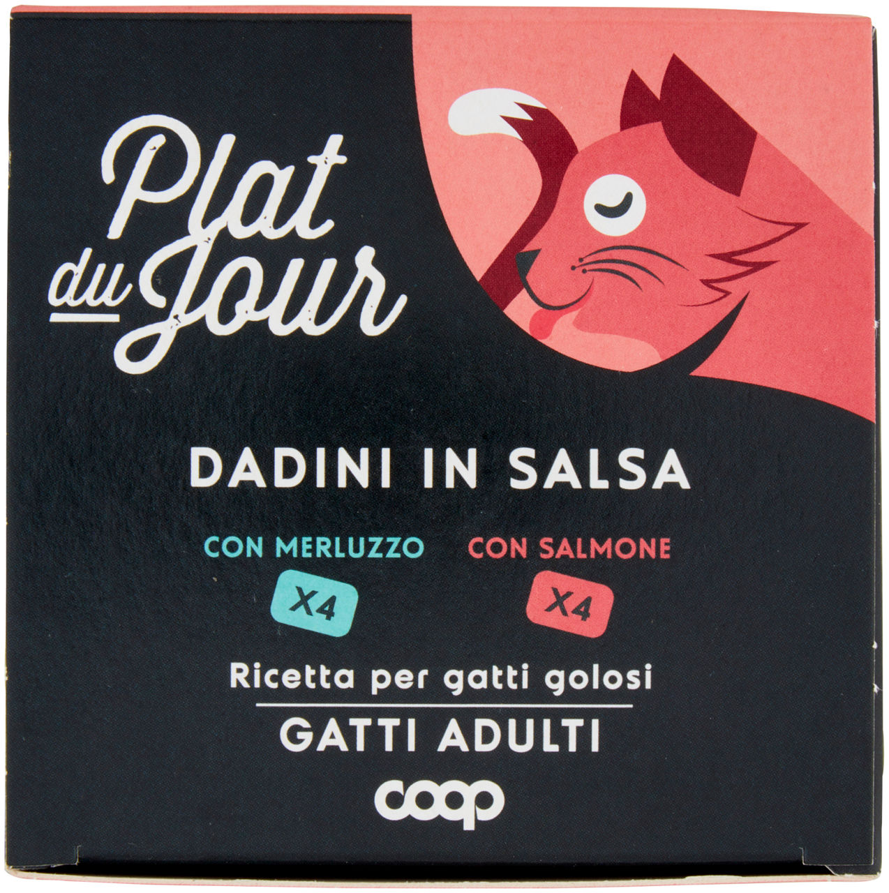 UMIDO GATTO MULTIPACK DADINI IN SALSA -4 MERL/4 SALM-PLAT DU JOUR COOP G85X8 - Immagine 41