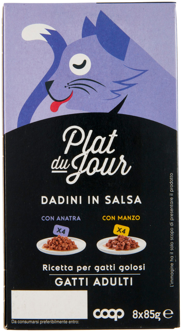 UMIDO GATTO MULTIPACK DADINI IN SALSA-4 ANAT./4 MANZO-PLAT DU JOUR COOP G85X8 - Immagine 21