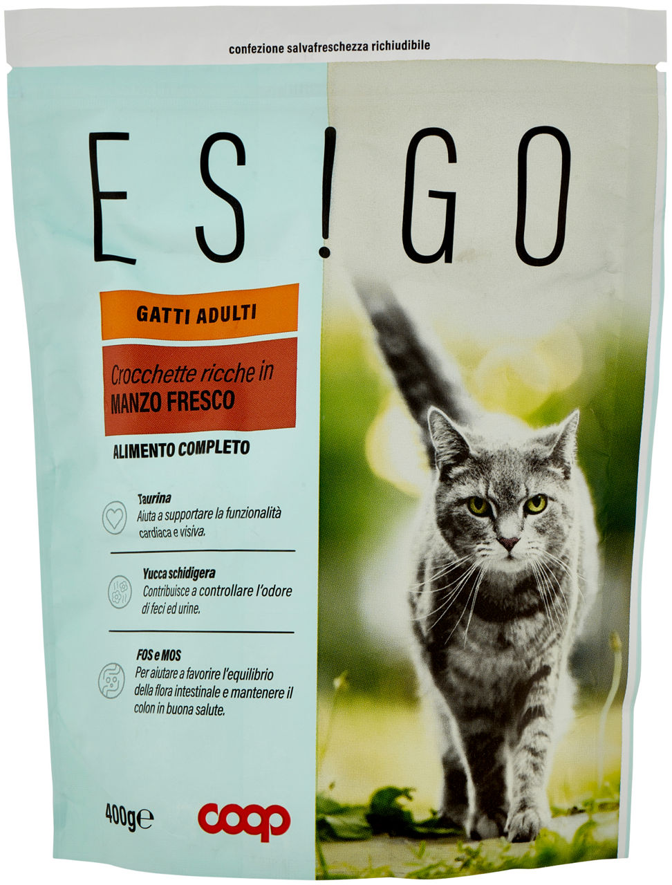 Secco gatto crocchette manzo per gatti adulti esigo coop g400