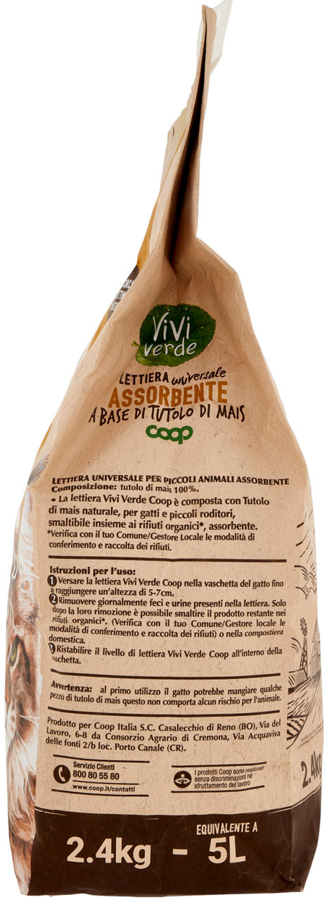 LETTIERA VEGETALE UNIVERSALE ASSORBENTE MAIS VIVI VERDE COOP 2,4KG - Immagine 11