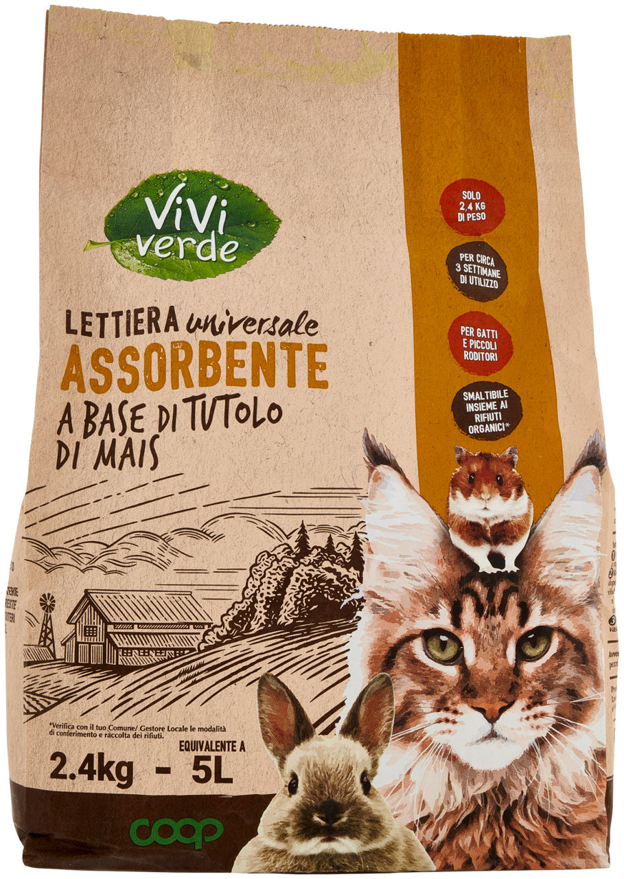 LETTIERA VEGETALE UNIVERSALE ASSORBENTE MAIS VIVI VERDE COOP 2,4KG - Immagine 21