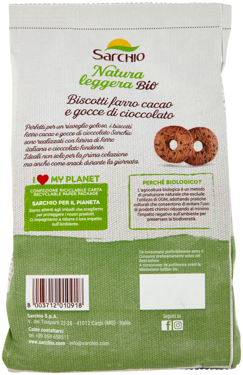 BISCOTTI BIO FARRO/CACAO/GOCCE DI CIOCCOLATO SARCHIO G 250 - Immagine 21