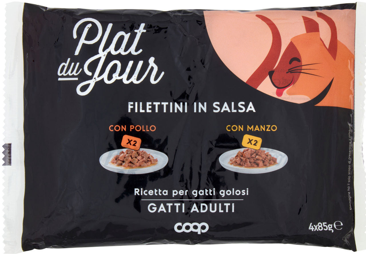 Umido gatto filettini in salsa manzo e pollo plat du jour coop g85x4