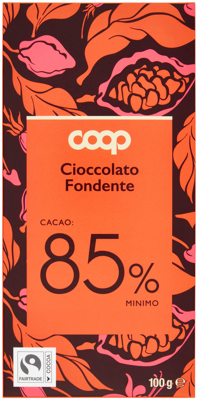 Tavoletta di cioccolato fondente 85% coop g 100