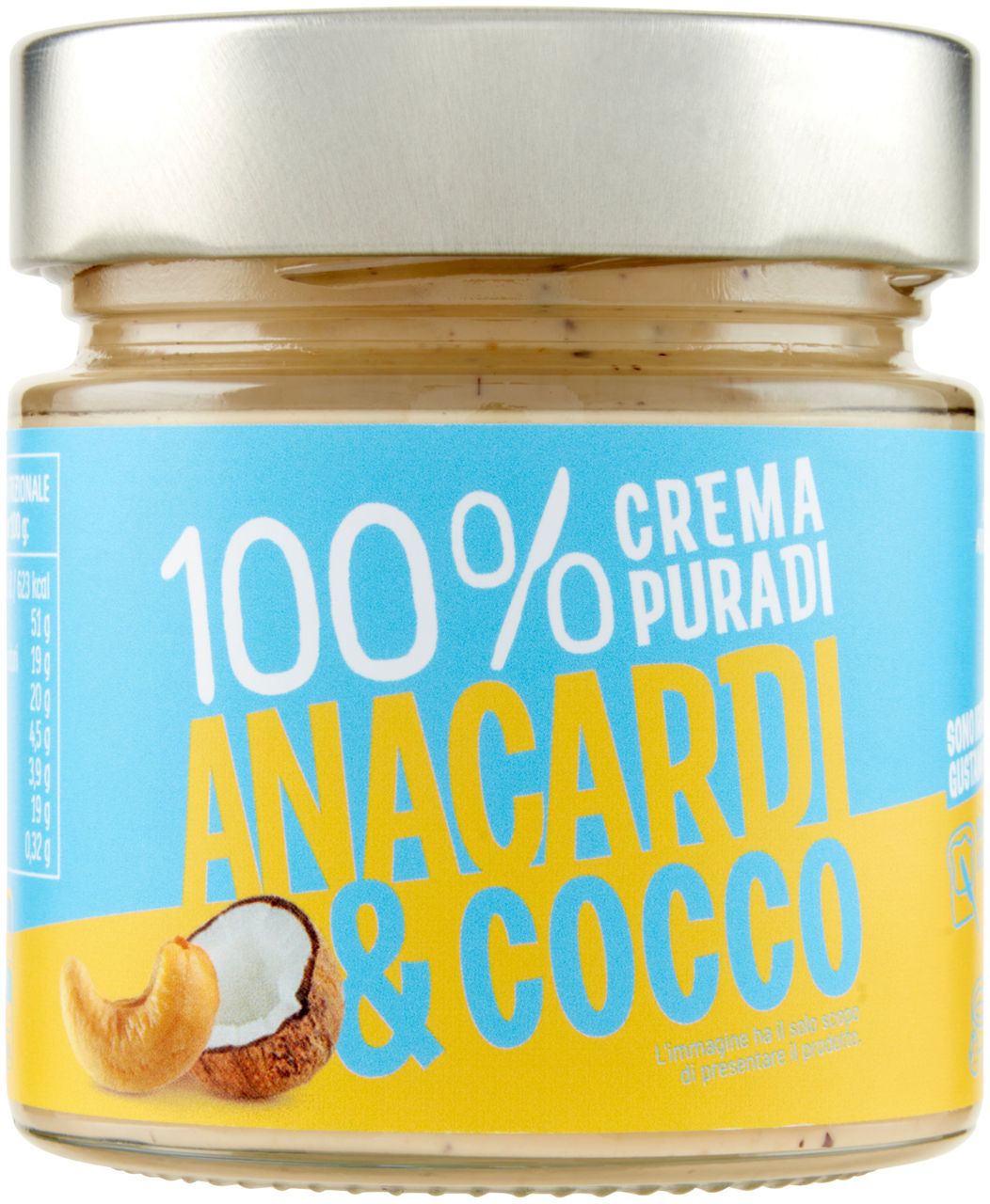 Crema pura 100% anacardi e cocco vaso g 175