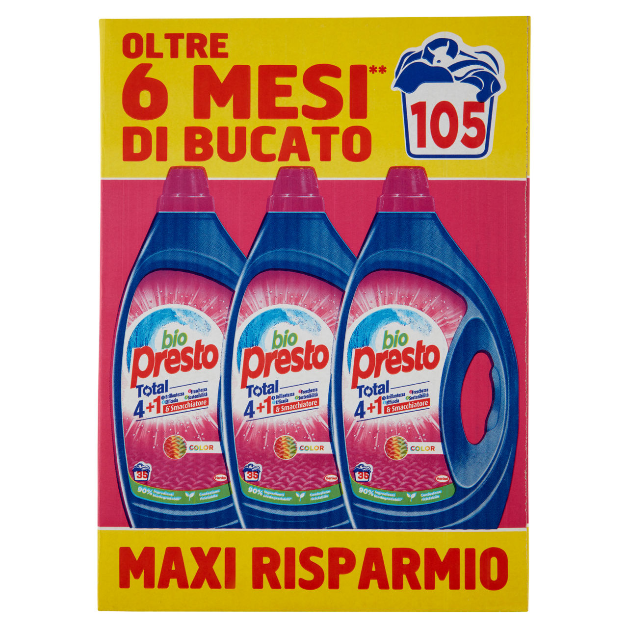 Detersivo lavatrice liquido per colorati 3 pz x 35 lavaggi