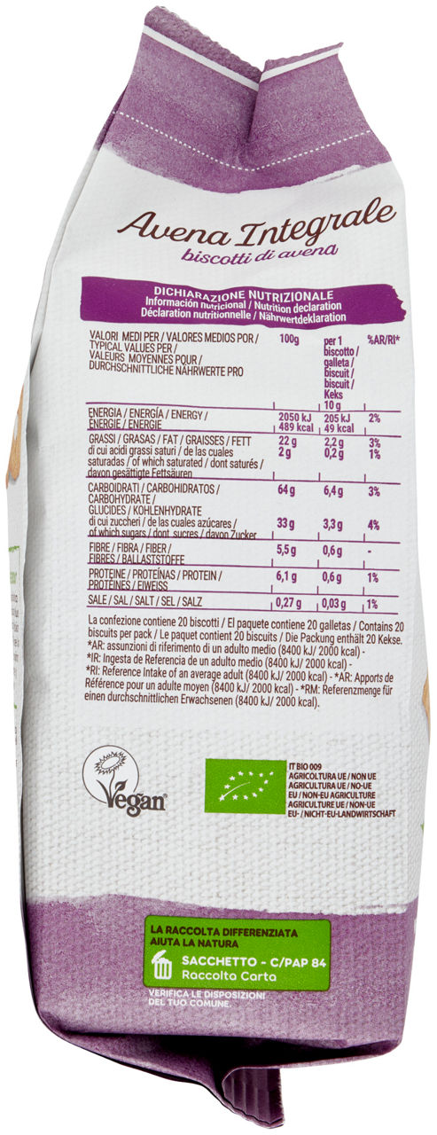 SG-BISCOTTI AVENA INTEGRALE BIO SARCHIO G 200 - Immagine 11