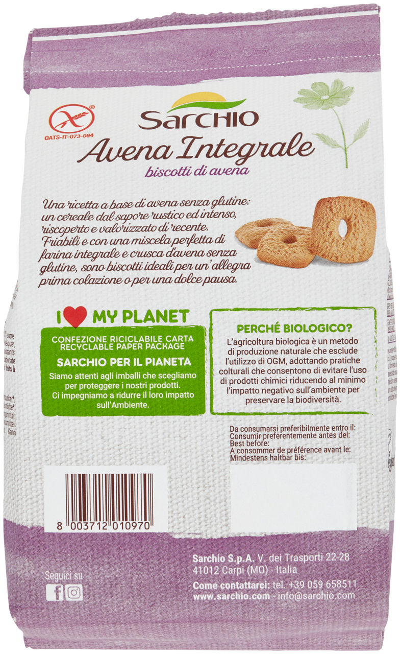 SG-BISCOTTI AVENA INTEGRALE BIO SARCHIO G 200 - Immagine 21