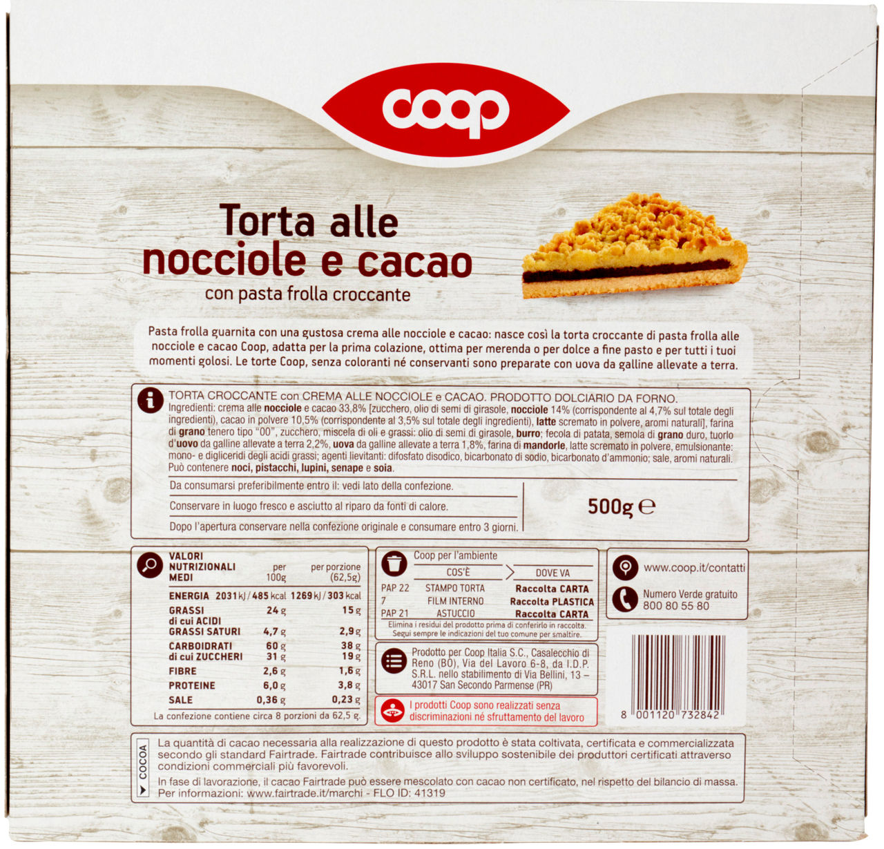 TORTA CROCCANTE CON CREMA ALLE NOCCIOLE E CACAO COOP ASTUCCIO G 500 - 2