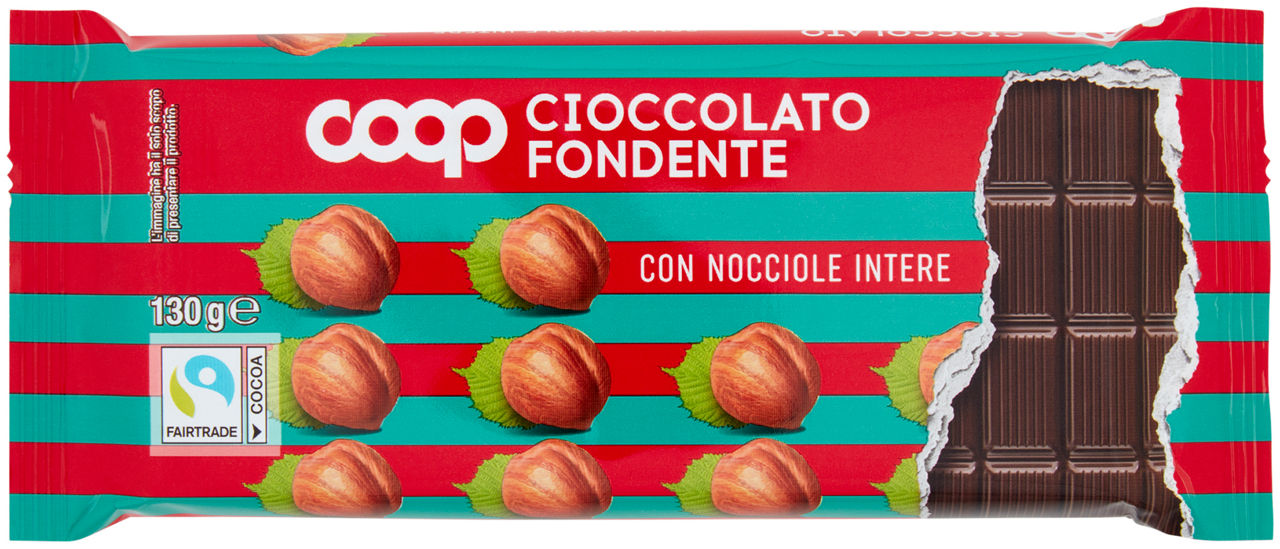 Tavoletta di cioccolato fondente con nocciole intere 130 gr