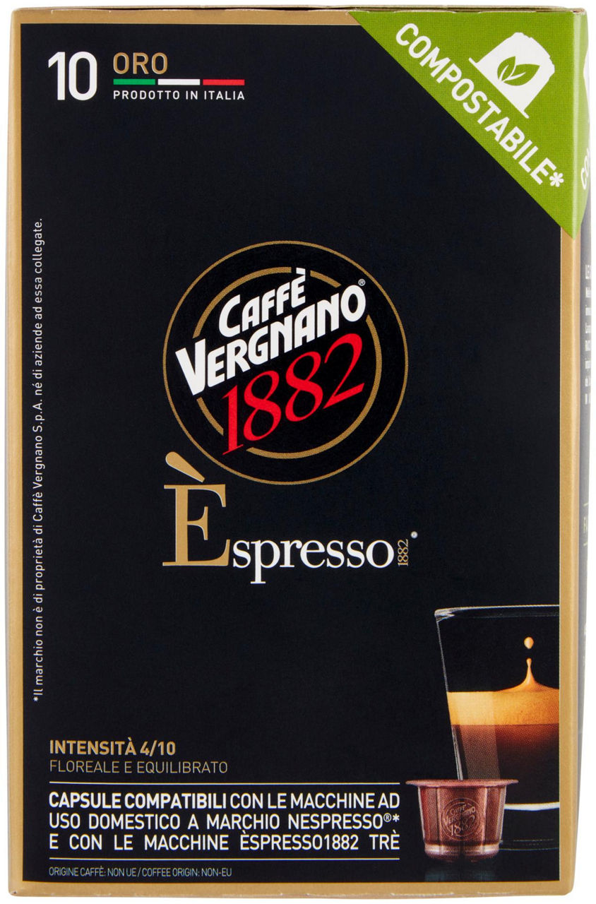 ÈSPRESSO ARABICA  COMPOSTABILE CAFFE' VERGNANO SCATOLA10 CAPSULE XGR.5 - 0