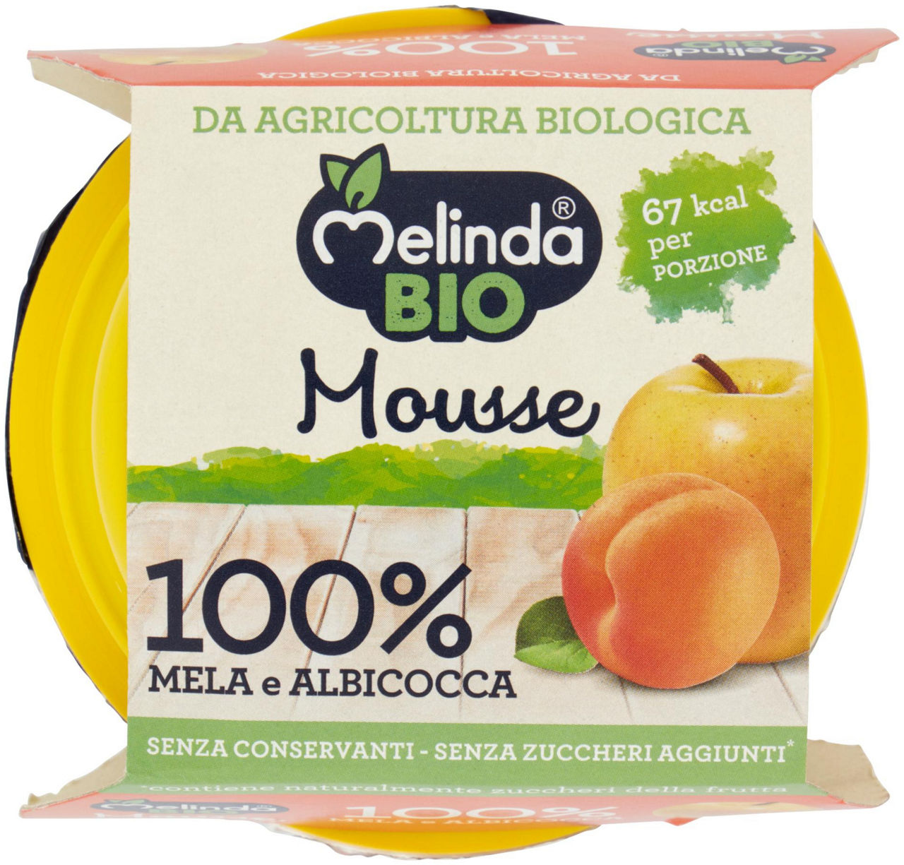 Mousse bio 100% mela e albicocca 2 x 100 g