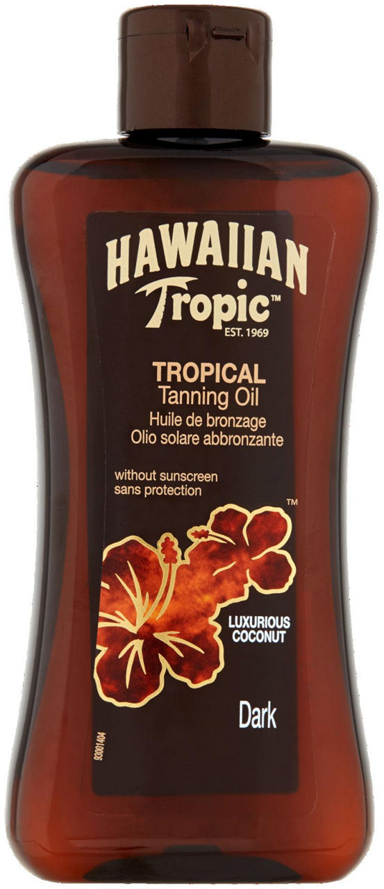 Olio solare tropical tanning spf0 dark hawaiian tropic flacone ml 200