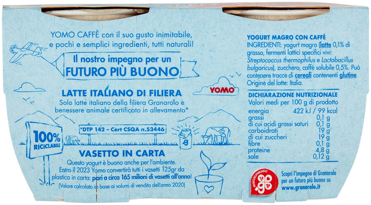 YOGURT 0,1% YOMO 100% NATURALE CAFFE' 2X125G - 2