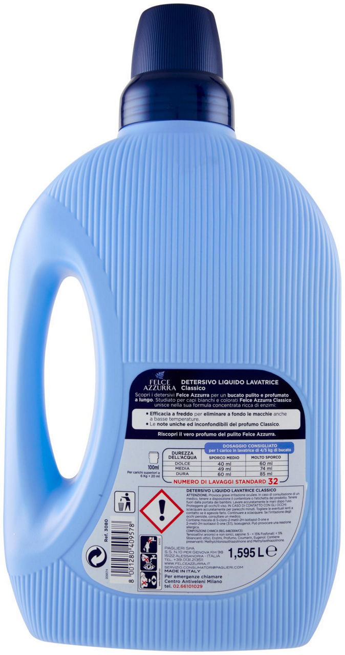 DETERSIVO LAVATRICE FELCE AZZURRA CLASSICO 32 LAVAGGI  1.595 L. - Immagine 21