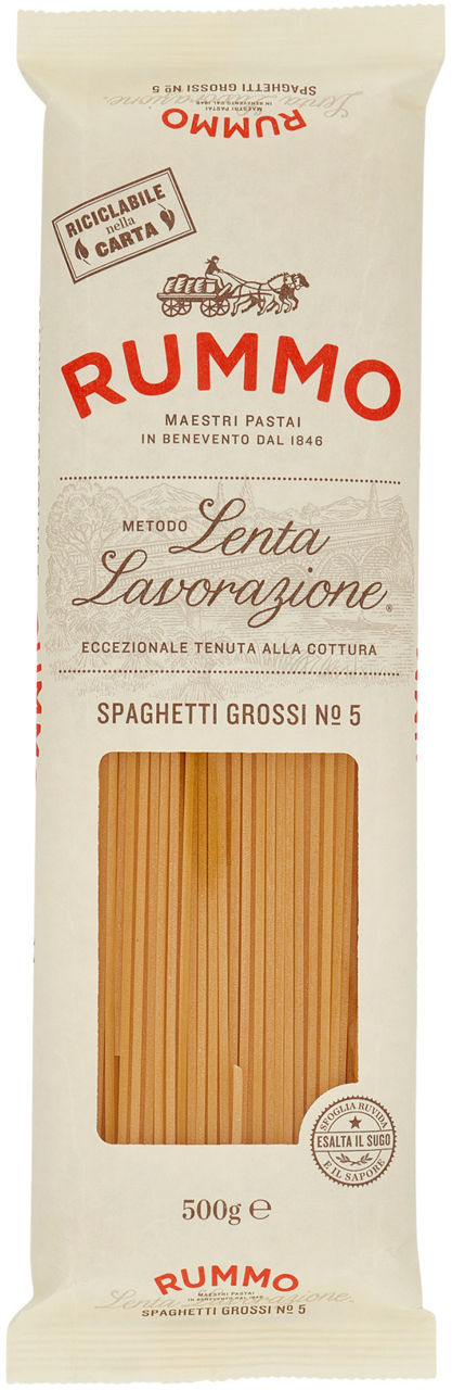 Pasta di semola spaghetti grossi n°5 lenta lavorazione rummo sacchetto g 500