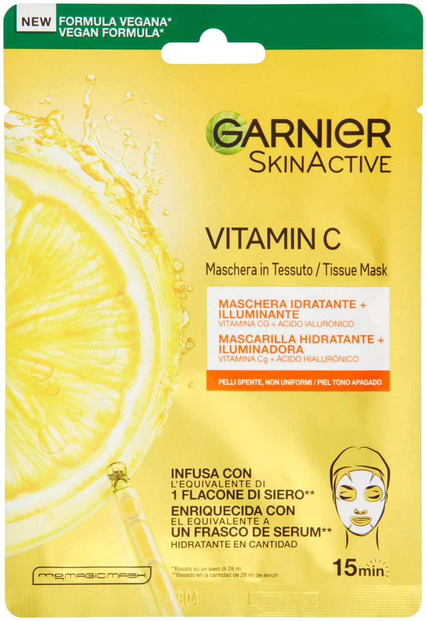 Maschera viso in tessuto idratante e illuminante Vitamin C 1 pz