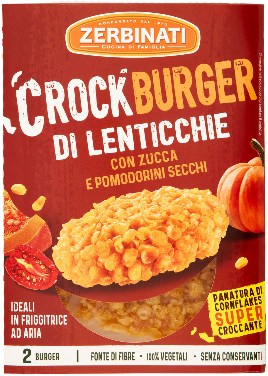 Crock burger di lenticchie con zucca e pomodorini secchi 160g