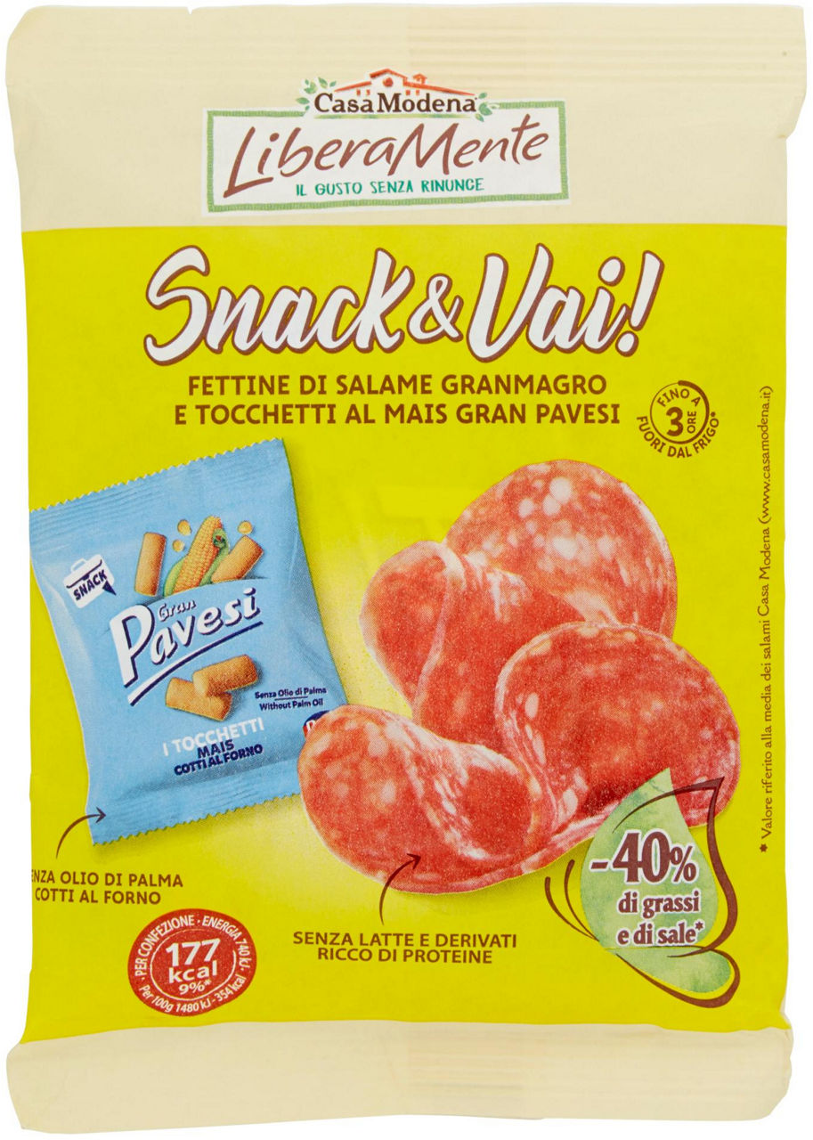 Merenda salata con fettine di salame e tocchetti al mais 50 gr