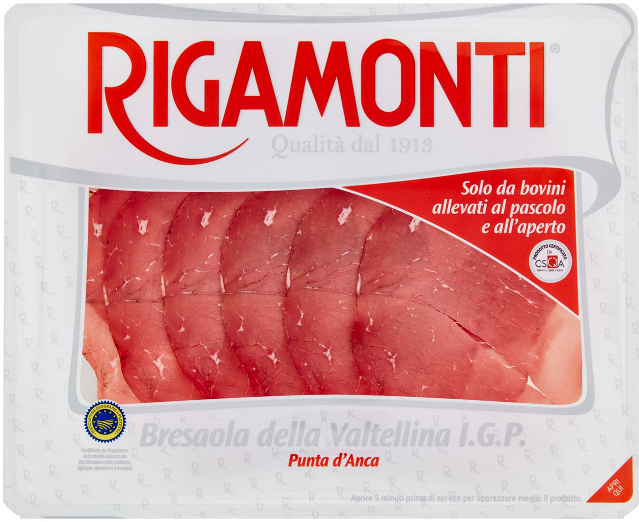 Bresaola della valtellina igp punta d'anca affettata 90 gr