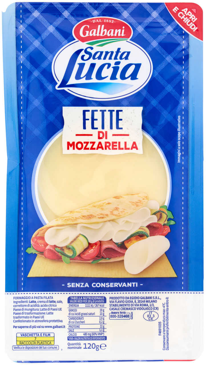 Mozzarella a fette 120 gr