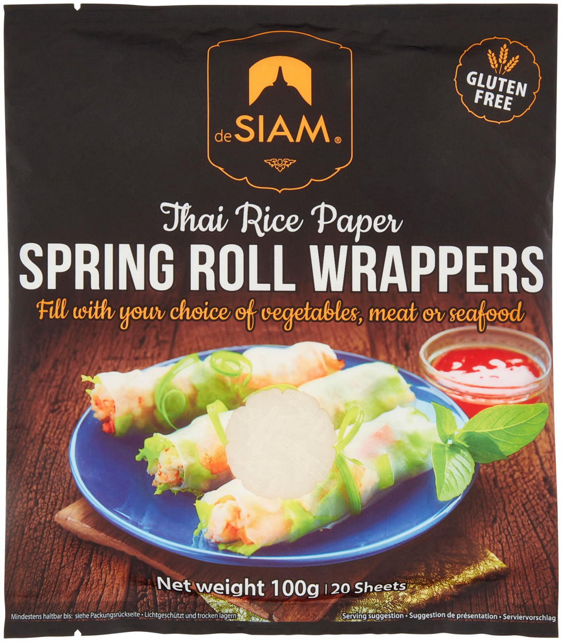 Spring roll wrappers de siam 100g (20 sfoglie di farina di riso)