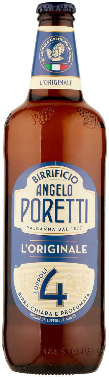 Birra birrificio angelo poretti 4 luppoli italiano 5 gradi bottiglia ml 660