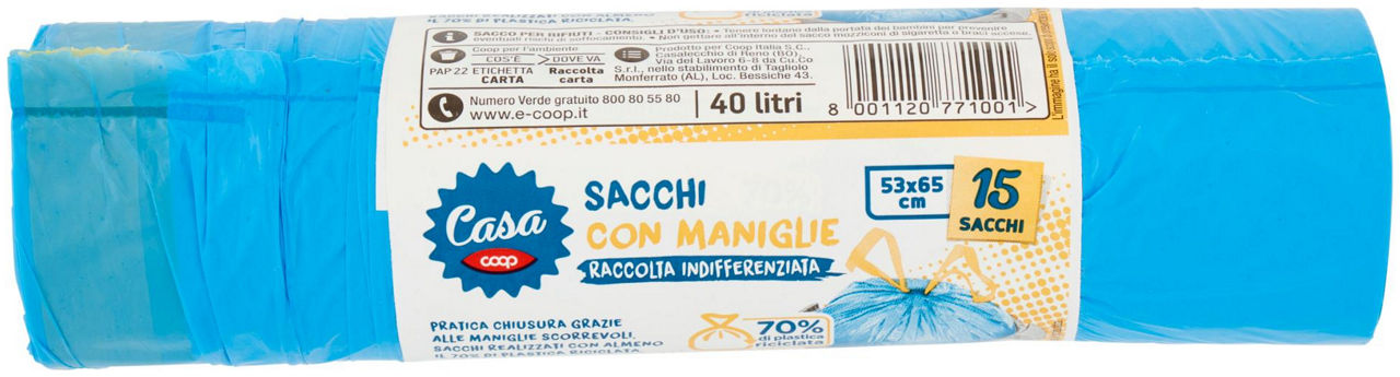 SACCHI NETTEZZA COOP CASA AZZURRI CON MANIGLIA SCORREVOLE 53X65 PZ.15 - 4