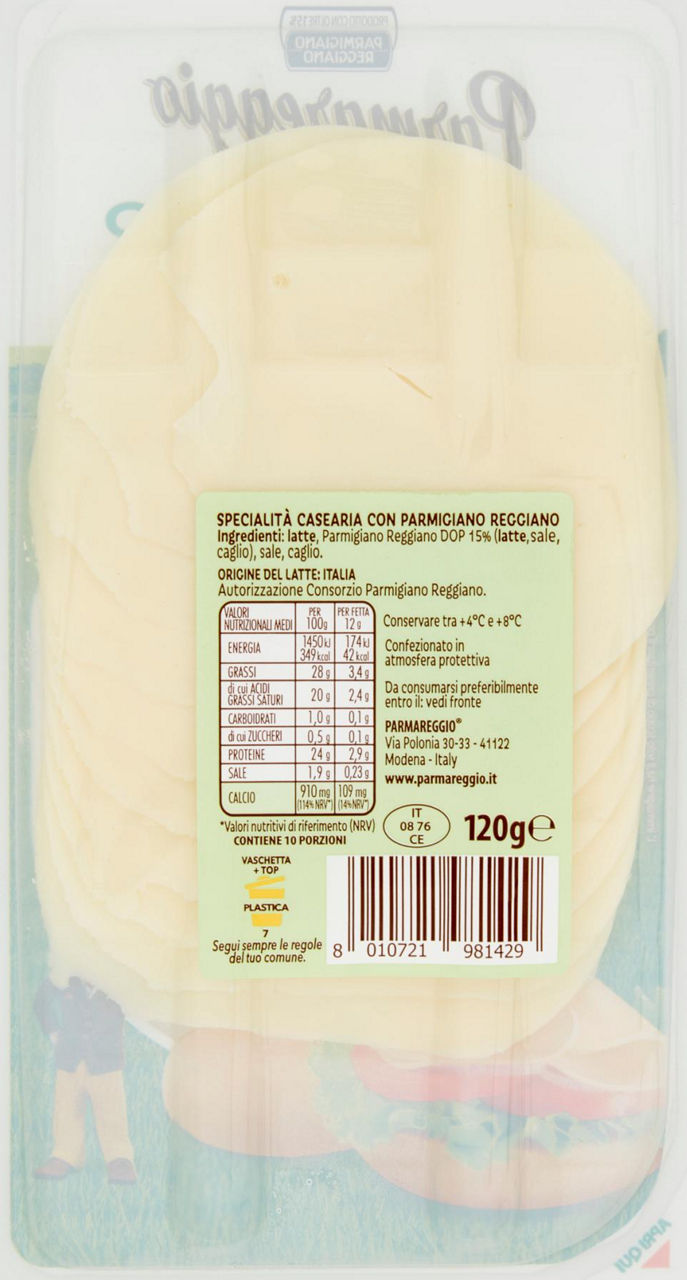 Formaggio a fette con parmigiano reggiano 120 gr - Immagine 21