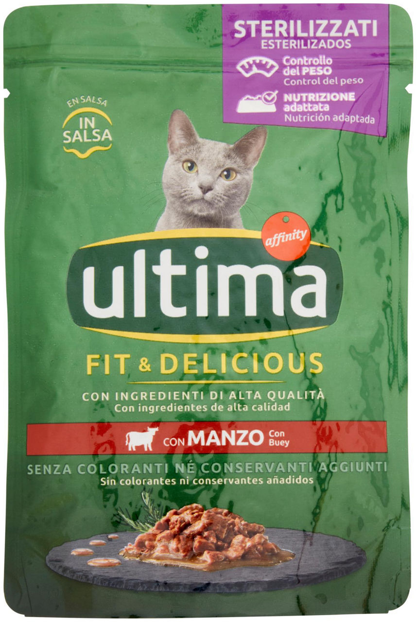 Umido per gatti sterilizzati con manzo 85 gr