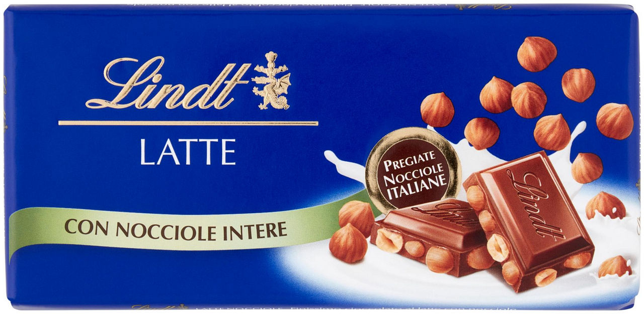 Tavoletta cioccolato latte nocciole italiane lindt incarto gr.100