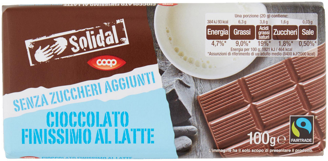Cioccolato Finissimo al Latte Senza Zuccheri Aggiunti 100 g - 0