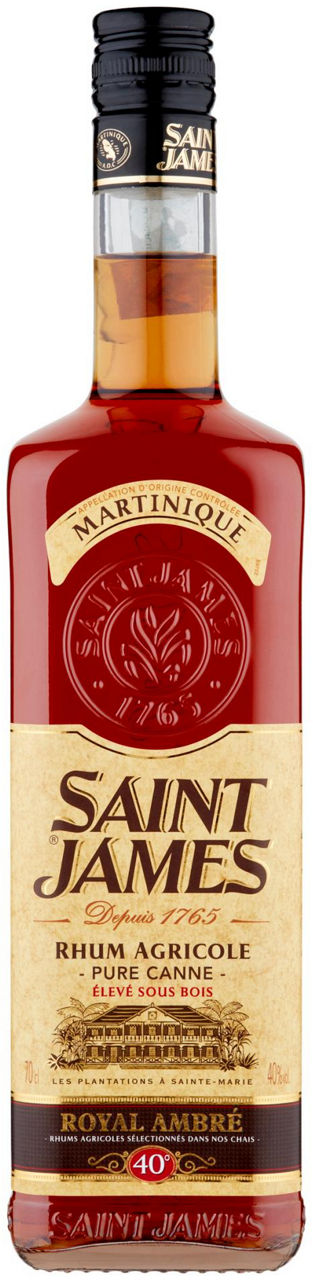 Rum dark royal ambre agricole saint james 40 gradi bottiglia ml 700