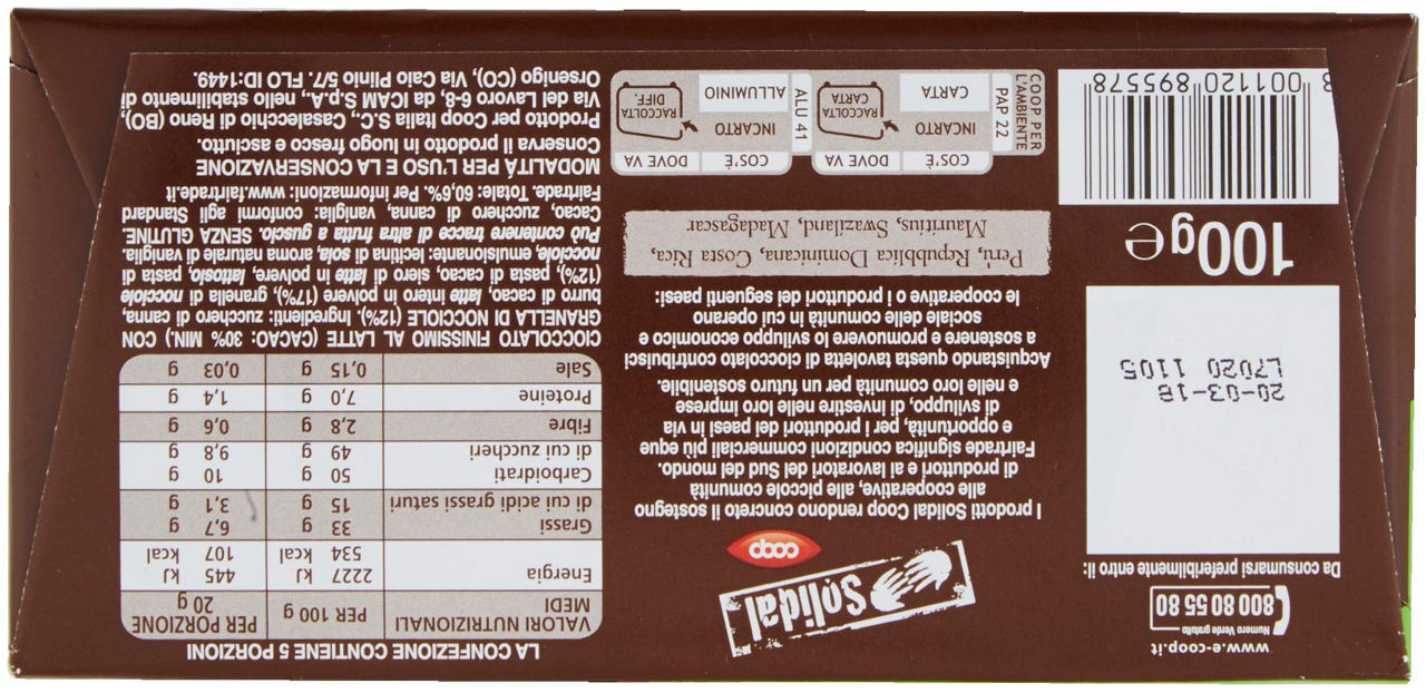 Cioccolato Finissimo al Latte con Nocciole 100 g - 2