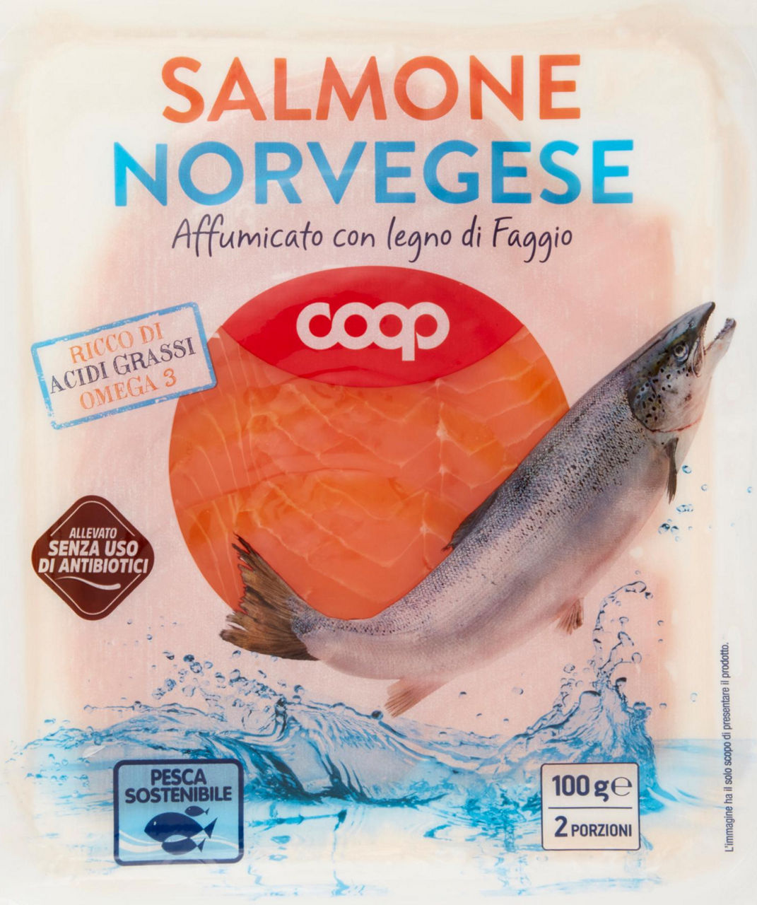 Salmone norvegese affumicato allevato s/antib. coop g 100