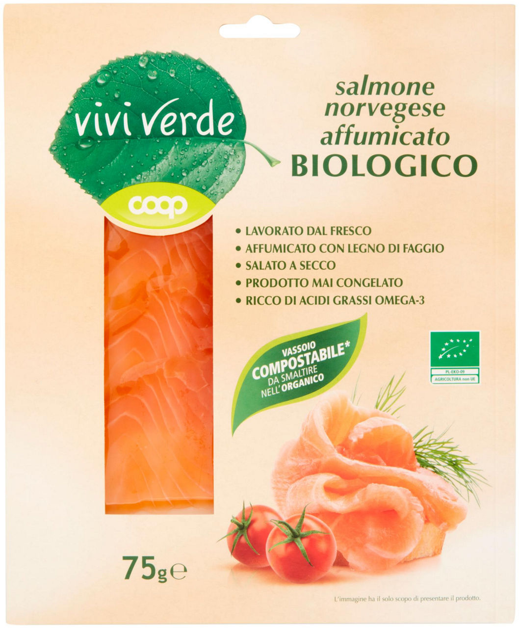 salmone norvegese affumicato Biologico Vivi Verde 75 g - 0