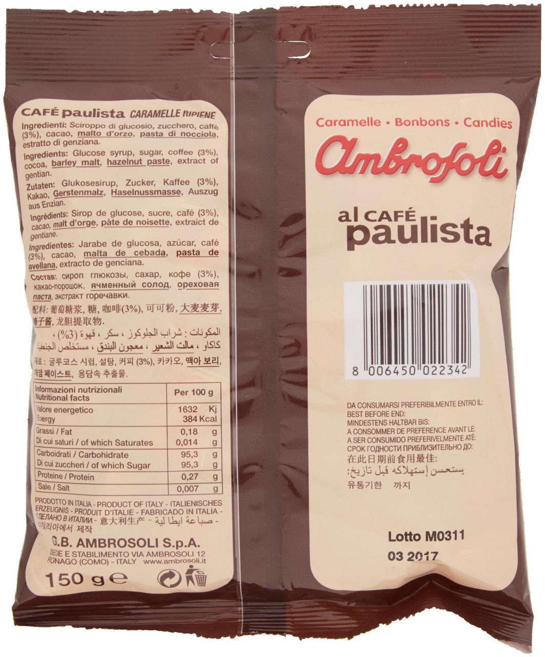 CARAMELLE AMBROSOLI CAFFE' PAULISTA SACC. GR.150 - 2