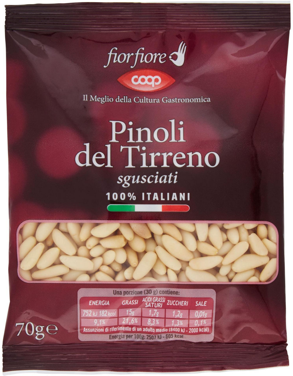 Pinoli del Tirreno sgusciati 100% Italiani Fiorfiore 70 g - 0