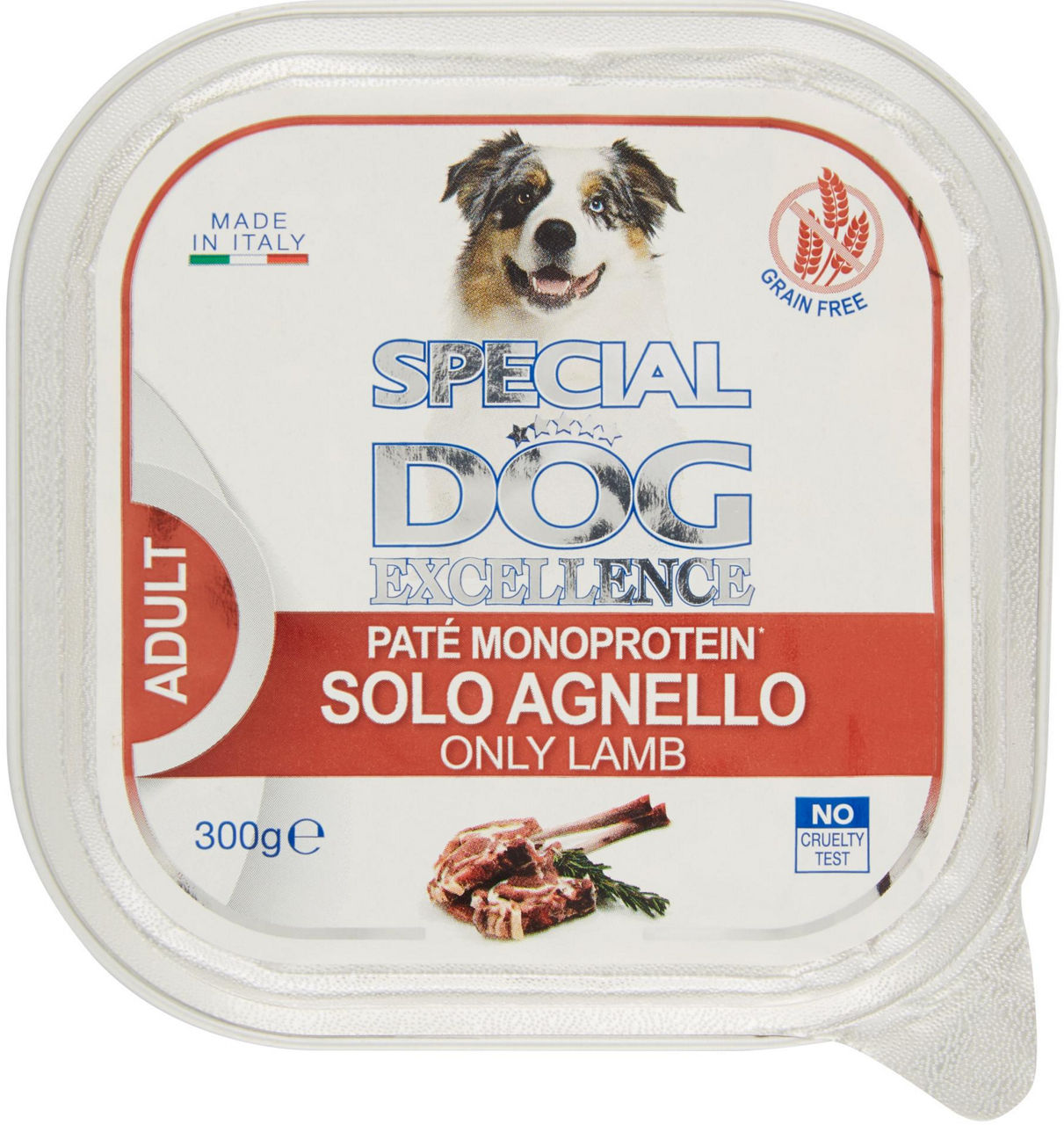 UMIDO CANE SPECIAL DOG EXCELLENCE MONOPROTEICO PATÈ AGNELLO VASCHETTA GR.300 - Immagine 01