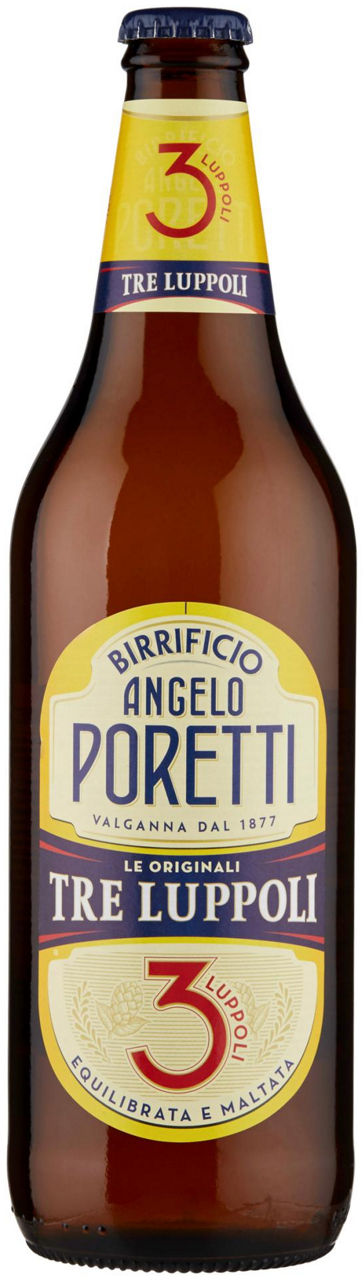 Birra birrificio angelo poretti 3 luppoli 4,8 gradi bottiglia ml 660