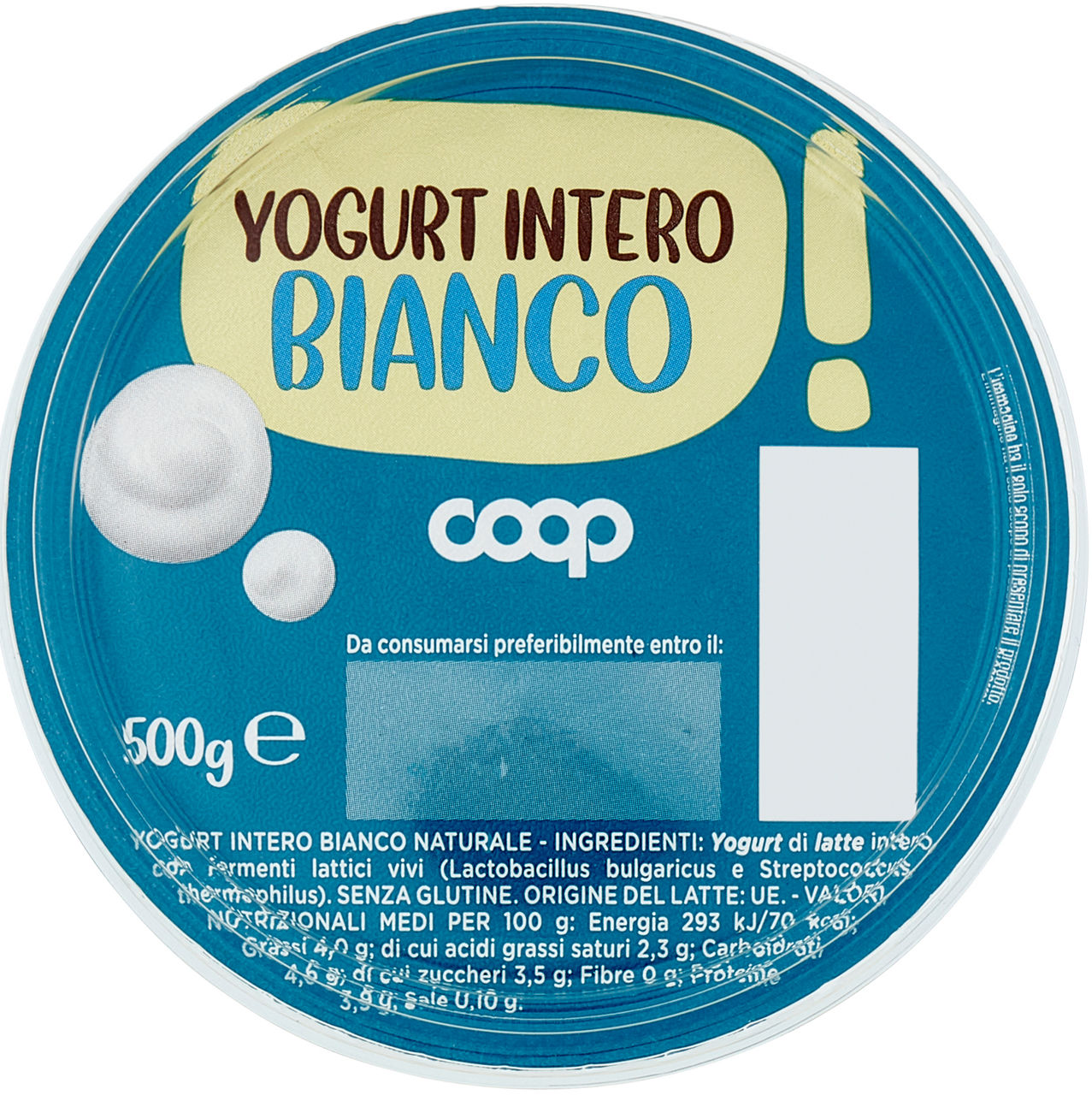 Yogurt intero bianco 500 gr