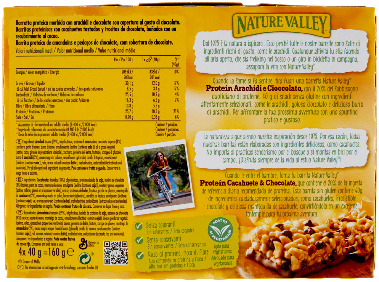 BARRETTE NATURE VALLEY PROTEIN ARACHIDI E DARK CHOCOLATE 4X40GR - Immagine 41